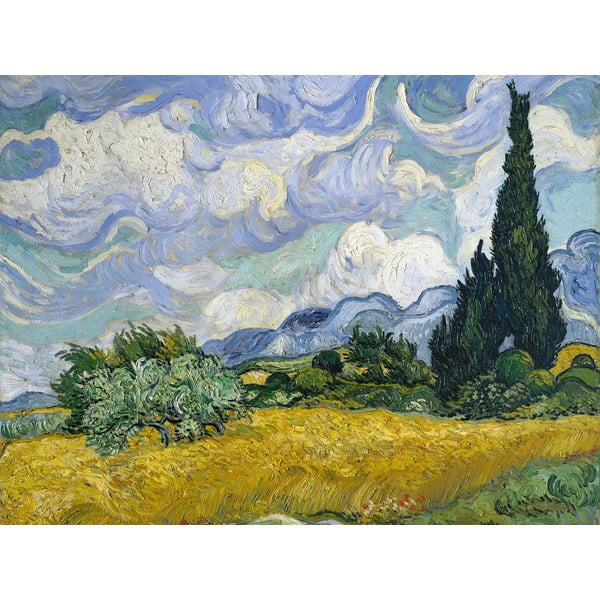 Репродукция на Винсент ван Гог - , 60 x 45 cm Wheat Field with Cypresses - Fedkolor