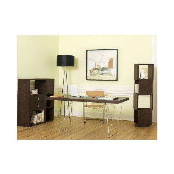 Otočná knihovna v dekoru tmavého dřeva TemaHome Rotative-image-1