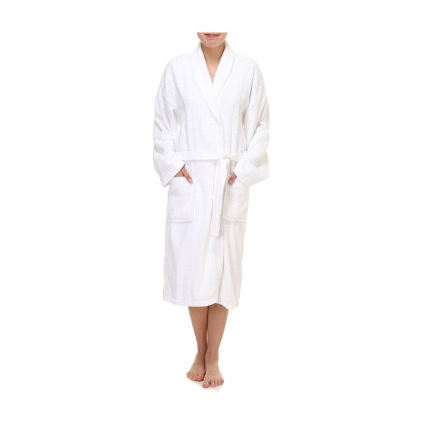 Бял памучен халат за баня L Zoe - IHOME