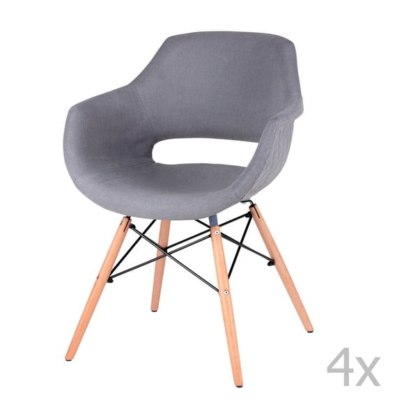 Комплект от 4 сиви трапезни стола Nadine - sømcasa