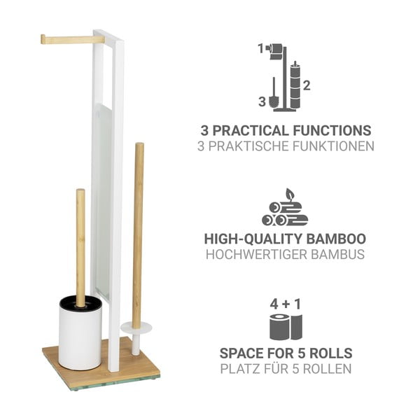 Стоманена поставка за тоалетна хартия стойка с четка в бял и естествен цвят Rivalta – Wenko-image-2