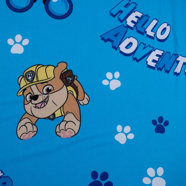 Син еластичен единичен памучен детски чаршаф 90x200 cm Paw Patrol – Jerry Fabrics-image-2