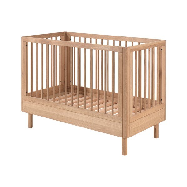 Детско креватче от масивен дъб с регулируема височина в естествен цвят 60x120 cm Forrest – Vipack-image-2