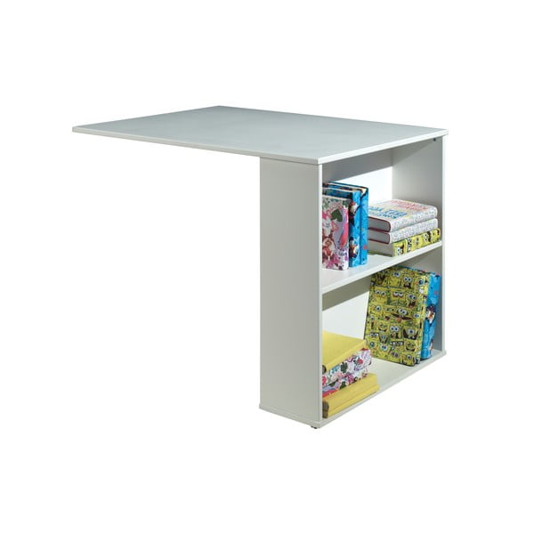 Бяло повдигнато детско легло от масивен бор с място за съхранение 90x200 cm SCOTT – Vipack-image-3