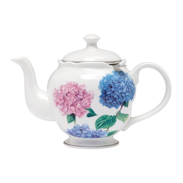Konvička z kostního porcelánu se sítkem na sypaný čaj Ashdene Pastel Hydrangeas, 750 ml