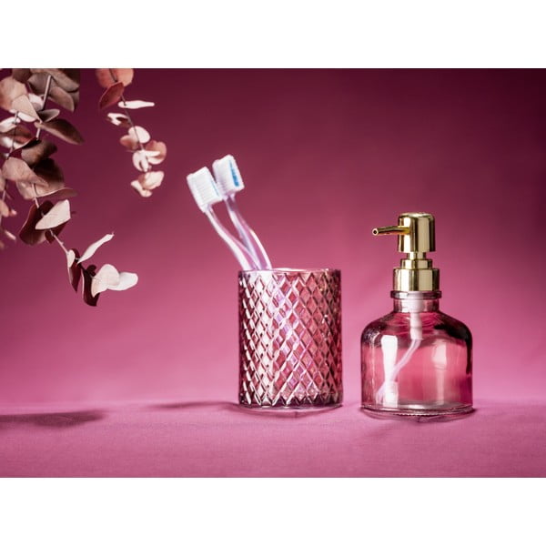 Тъмнорозова стъклена чаша за четки за зъби Atessa – Wenko-image-4