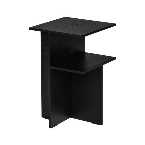 Черно нощно шкафче от декор от дъб  с рафтове Atik – noo.ma-image-2