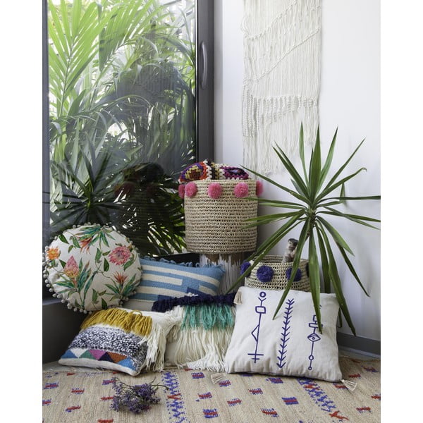 Възглавница с ленена смес, ø 45 cm Flores Mixtas - Madre Selva-image-1