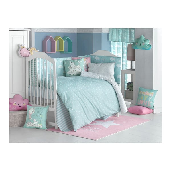 Тюркоазено бебешко памучно спално бельо за единично легло с чаршаф Mike & Co. NEW YORK Carino, 90 x 120 cm - Mike & Co. NEW YORK