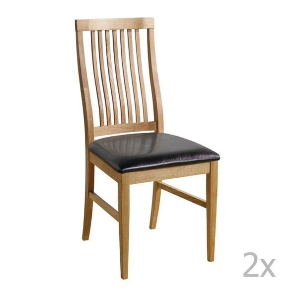 Sada 2 přírodních židlí s černým potahem  Folke Kansas