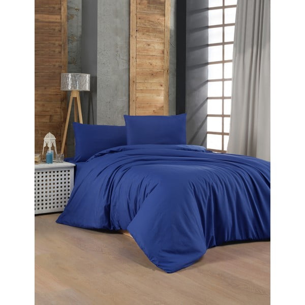 Тъмносиньо памучно спално бельо за единично легло 140x200 cm - Mijolnir