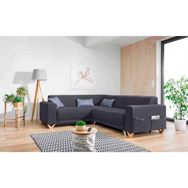 Антрацитен разтегателен/с място за съхранение ъглов диван (ляв ъгъл/L форма) Classy Sophie – Miuform-image-3