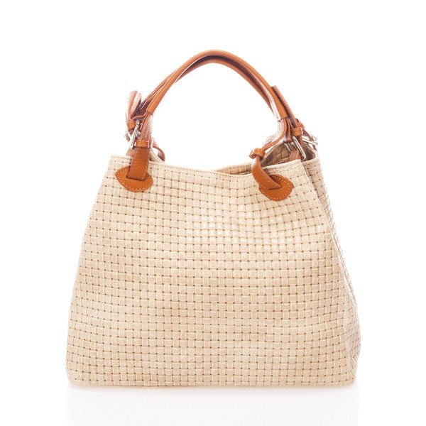 Кремава кожена чанта Federica Bass Hydri - Federica Bassi-image-1