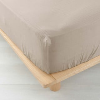 Бежов еластичен муселинов чаршаф 160x200 cm Angelia – douceur d'intérieur