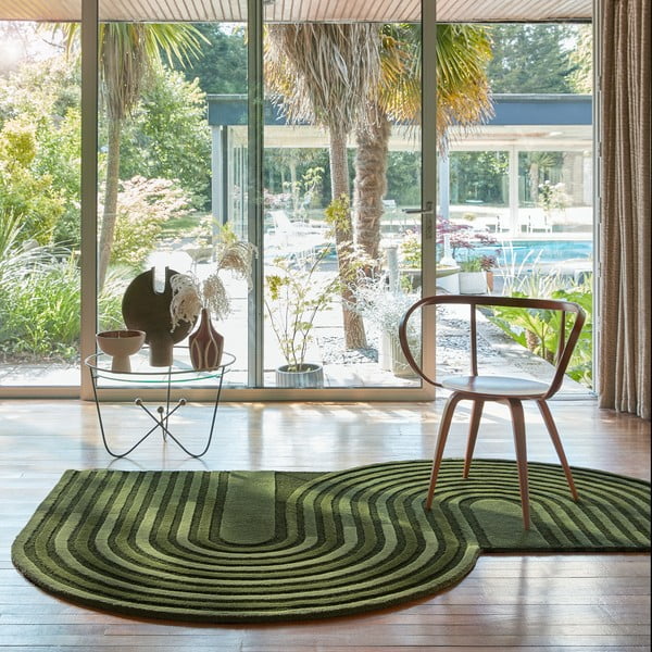 Зелен ръчно изработен вълнен килим 120x180 cm Conway Retro – Flair Rugs-image-1