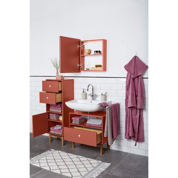 Червен стенен шкаф за баня с огледало Color Bath - Tom Tailor-image-2