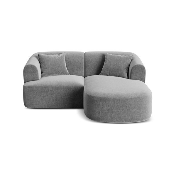 Светлосив кадифен ъглов диван (десен ъгъл) Campi – Cosmopolitan Design