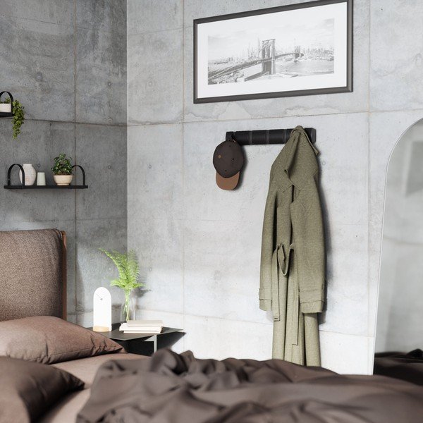 Черна стенна закачалка от тополово дърво Flip - Umbra-image-1