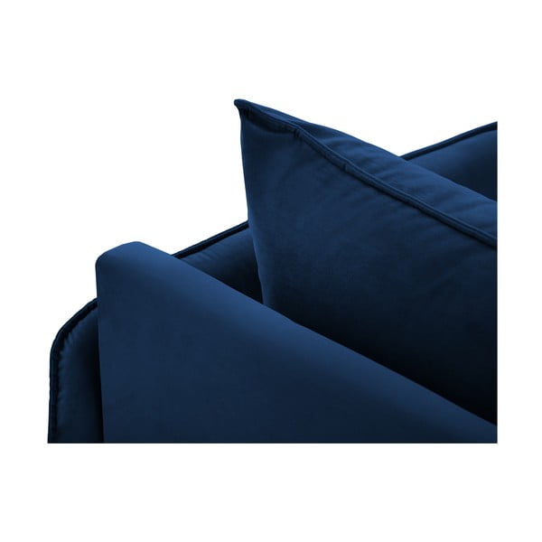 Синьо кадифено кресло за отдих (десен ъгъл) Vienna - Cosmopolitan Design-image-4