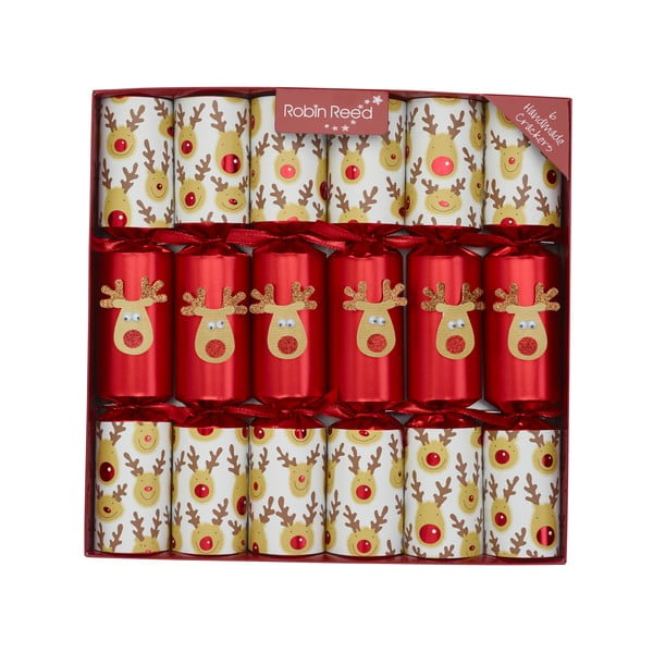 Коледни крекери в комплект от 6 броя Racinf Reindeer - Robin Reed
