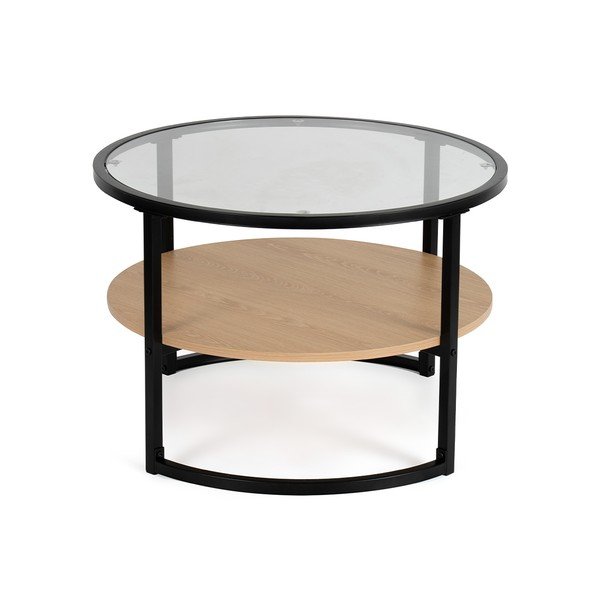 Черна/в естествен цвят кръгла масичка за кафе от декор от дъб  ø 68 cm Zanu – Bonami Essentials-image-3