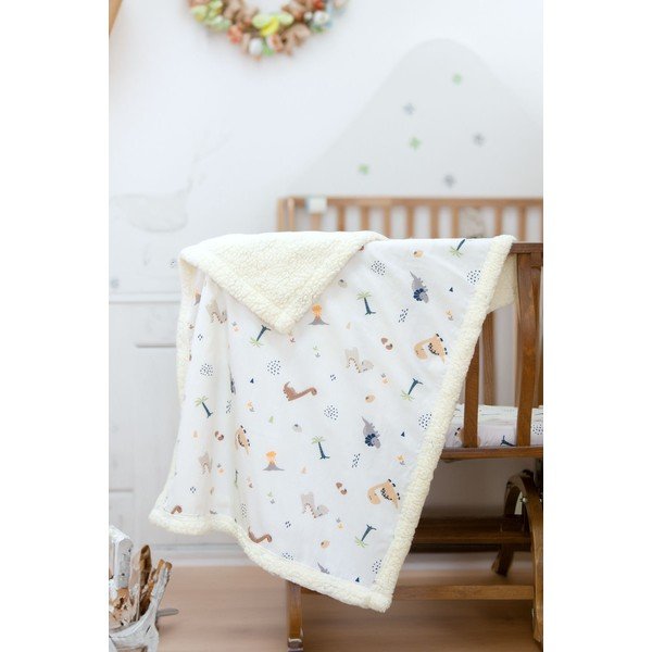 Бяло бебешко одеяло от памук Renforcé 75x100 cm Dinozor – Mijolnir-image-1