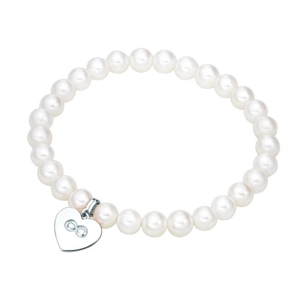 Гривна от бели перли с висулка в сребърно сърце, дължина 20 см - Nova Pearls Copenhagen