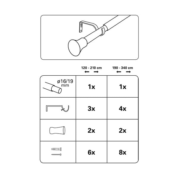 Метален разтегателен корниз 120 - 210 cm Konus - Gardinia-image-2