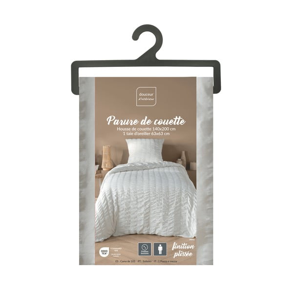 Бяло единично  крепово спално бельо 140x200 cm Plissia – douceur d'intérieur-image-4