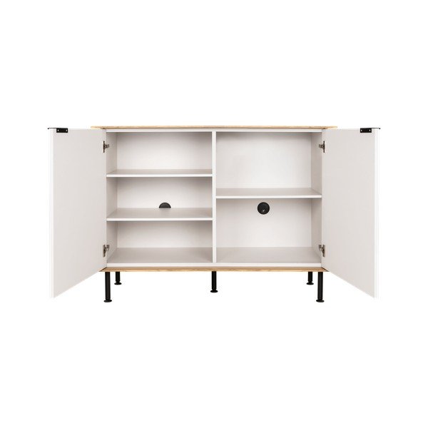 Сиво-бежов скрин от декор от дъб  с отвор за кабели 120x88x50 cm Suumo – noo.ma-image-3