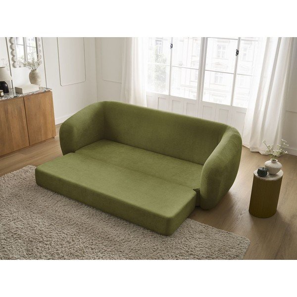 Зелен шенилов сгъваем диван 228 cm Neyo – Bobochic Paris-image-1