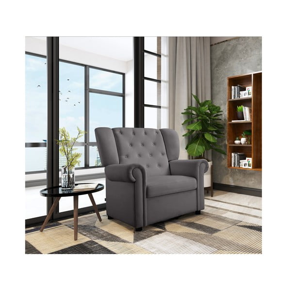 Сиво кадифено люлеещо се кресло Lillyse – Støraa-image-3