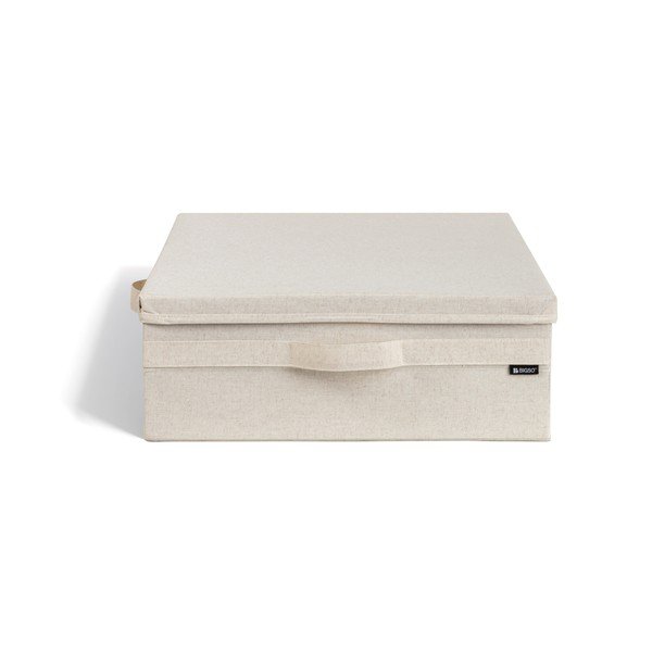 Бежова текстилна кутия за съхранение с капак 46x56x16 cm Soft Storage Low – Bigso