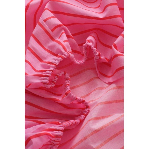 Розов еластичен чаршаф от органичен памук 90x200 cm Sima – Jotex