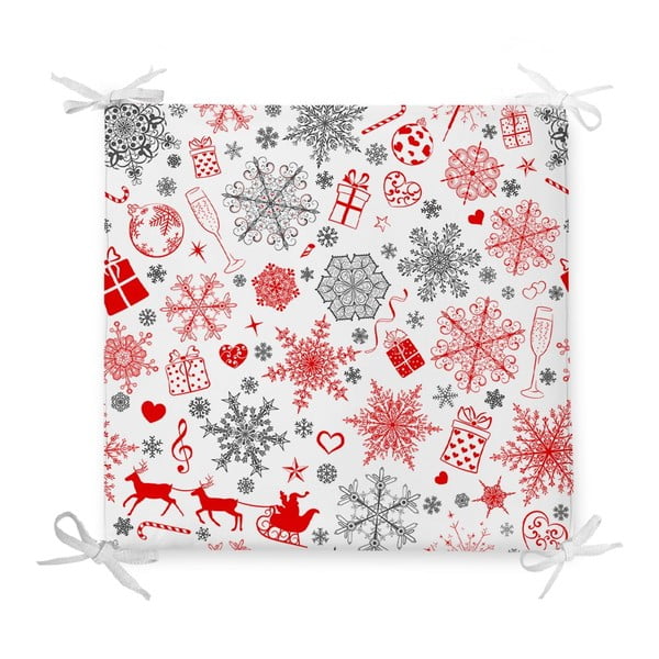 Коледна възглавница за сядане с памучна смес Орнаменти, 42 x 42 cm - Minimalist Cushion Covers
