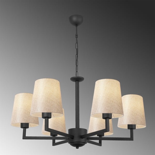 Черно висящо осветително тяло с текстилен абажур Profil – Opviq lights-image-3