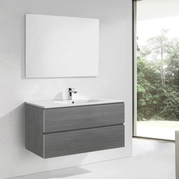 Koupelnová skříňka s umyvadlem a zrcadlem Capri, odstín šedé, 120 cm