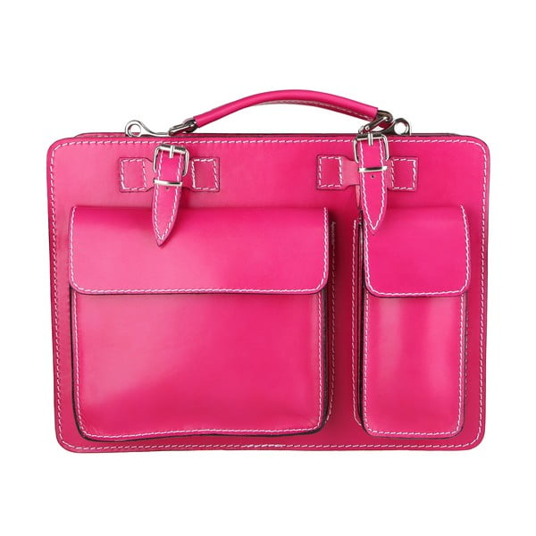 Розова кожена чанта Gaia - Chicca Borse