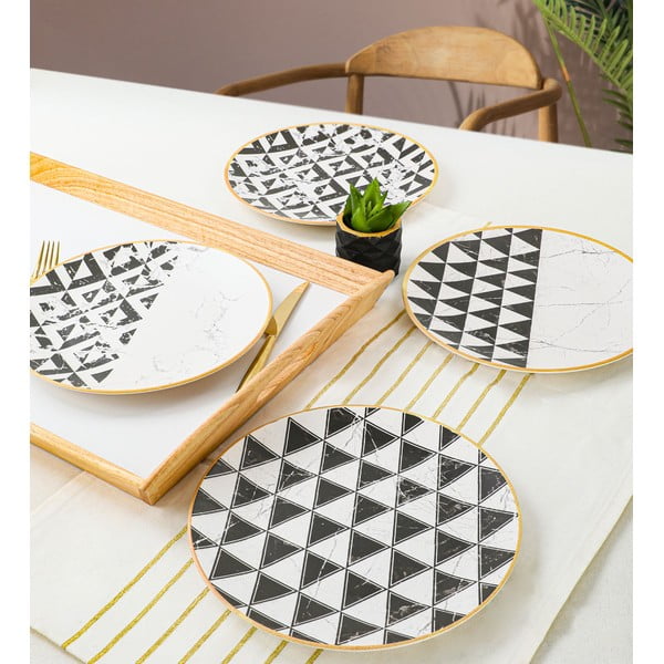 Черно-бели керамични чинии в комплект от 4 бр. ø 25 см - Hermia