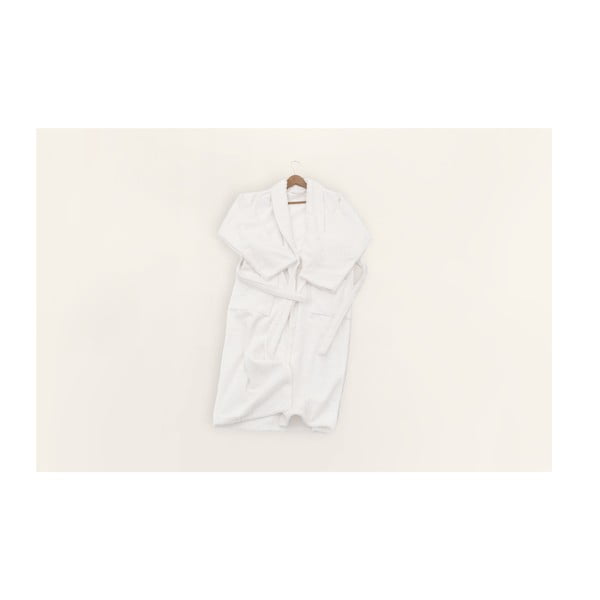 Бял памучен халат за баня размер L/XL - Foutastic-image-2