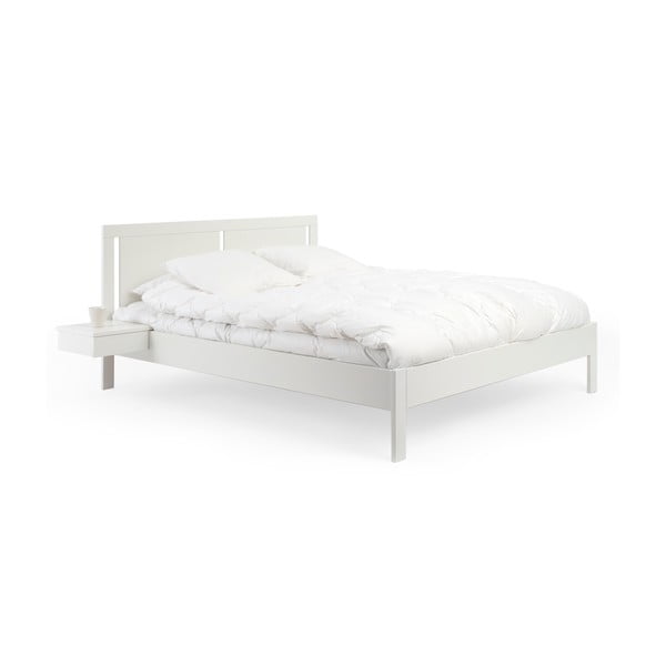 Bílá ručně vyráběná postel z masivního březového dřeva Kiteen Koli, 180 x 200 cm
