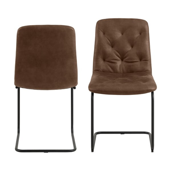 Кафяви трапезни столове от имитация на кожа в комплект от 2 бр. Kira – Actona-image-2