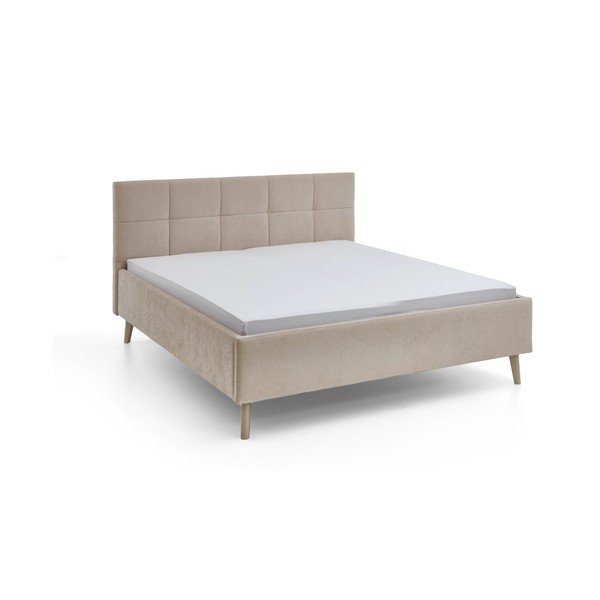 Бежово двойно легло 180x200 cm тапицирано без ламелно дъно Nova – Meise Möbel-image-4