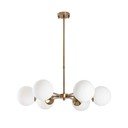 Бяло/в месингов цвят висящо осветително тяло със стъклен абажур ø 73 cm Akkas – Opviq lights