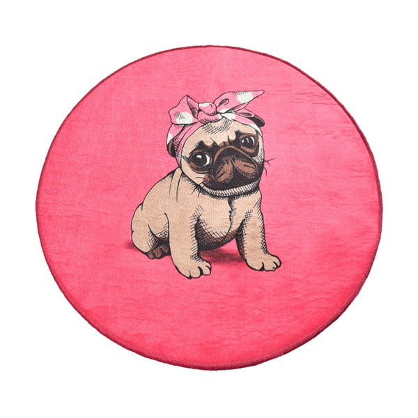 Изтривалка за баня Pink Pug, ⌀ 100 cm - Homefesto