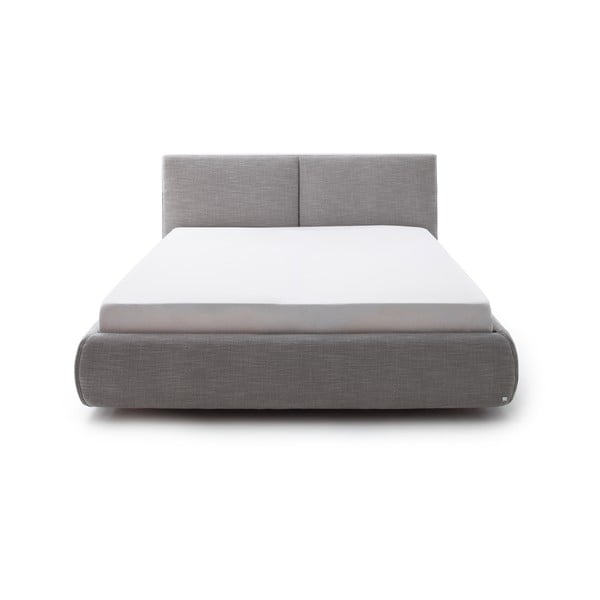 Сиво двойно легло 180x200 cm тапицирано с място за съхранение с включена подматрачна рамка Atesio – Meise Möbel-image-2