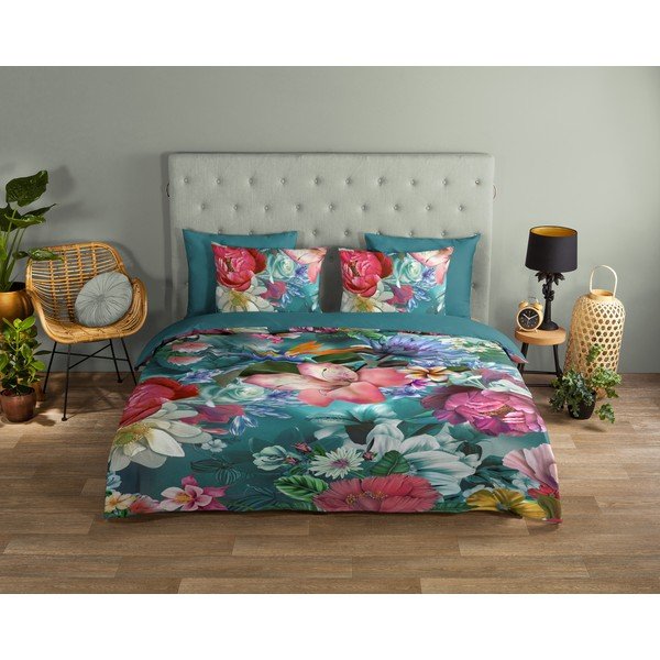 Тюркоазено памучно спално бельо за единично легло 140x200 cm - Good Morning-image-1