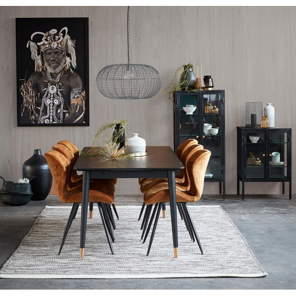 Черна маса за хранене от каучуково дърво , 180 x 90 cm Nelly - Canett-image-1