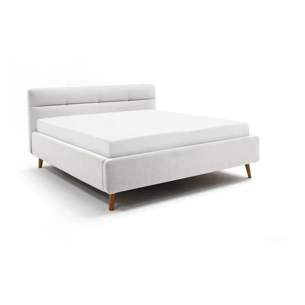 Светлосиво двойно легло 180x200 cm тапицирано с място за съхранение с включена подматрачна рамка Lotte – Meise Möbel