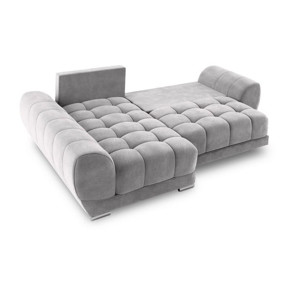 Светлосив ъглов диван с кадифена тапицерия , ляв ъгъл Nuage - Windsor & Co Sofas-image-3